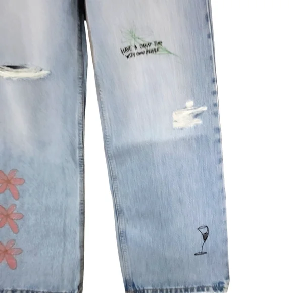 Dr Denim Echo High Rise Wedgie Scribble Jeans Size 26W30L - Picture 10 of 16